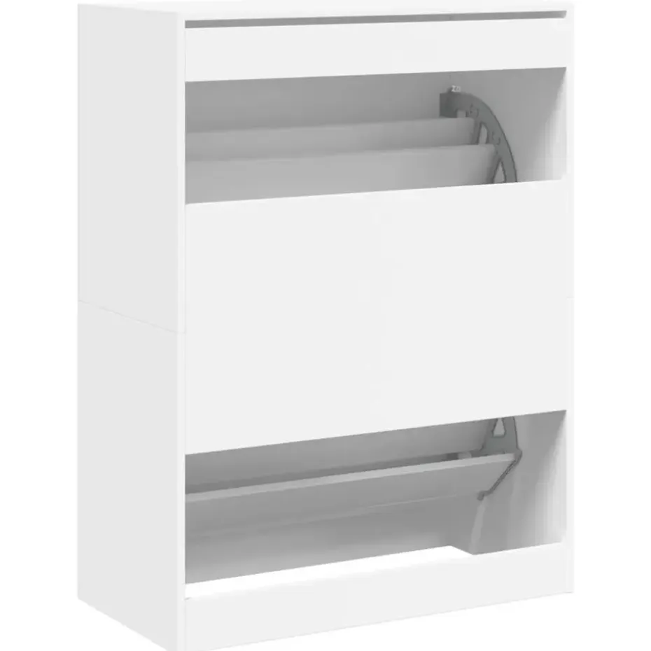 vidaXL - Schoenenkast met 2 kleppen 18 paar - Wit - Bewerkt hout - 80x42x108 cm