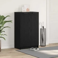 vidaXL - Schoenenkast met 2 deuren - Zwart eiken - Bewerkt hout - 59x35x100 cm