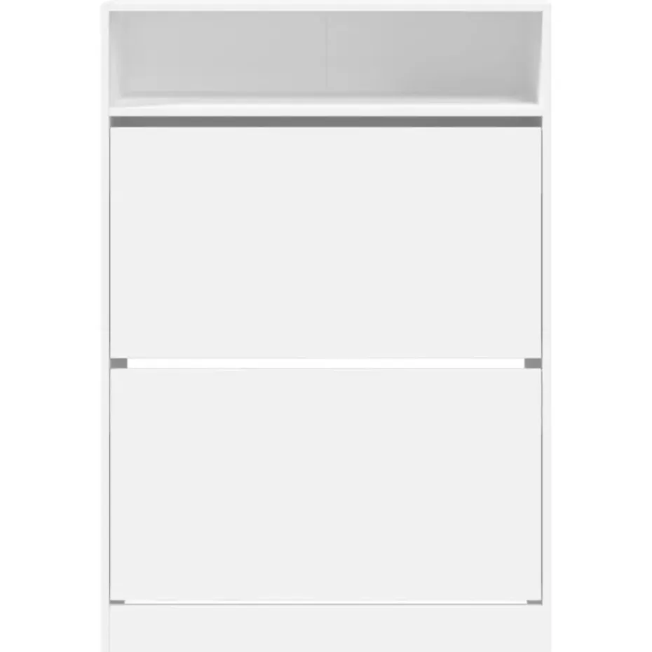 vidaXL - Schoenenkast met opbergvak en 2 kleppen 12 paar - Wit - 80x34x116 cm