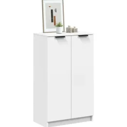 vidaXL - Schoenenkast met 2 deuren - Wit - Bewerkt hout - 59x35x100.5 cm
