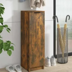 vidaXL - Schoenenkast met 1 deur - Gerookt eiken - Bewerkt hout - 30x35x100 cm