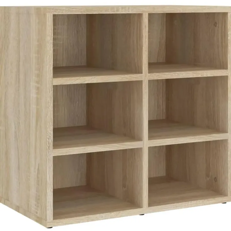 vidaXL - Schoenenkast met 6 vakken - Sonoma eiken - Bewerkt hout - 52.5x30x50 cm