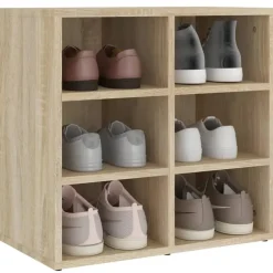 vidaXL - Schoenenkast met 6 vakken - Sonoma eiken - Bewerkt hout - 52.5x30x50 cm