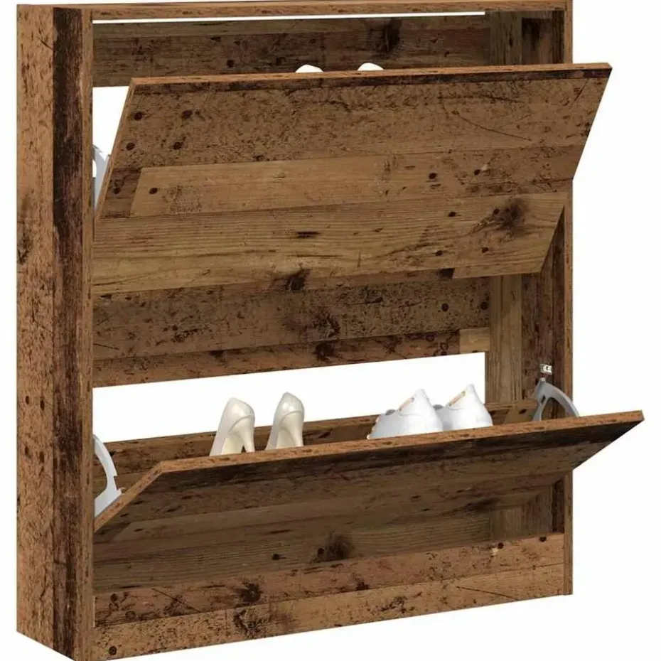 vidaXL - Schoenenkast voor entree 4 paar - Oud hout - 80x21x87,5 cm