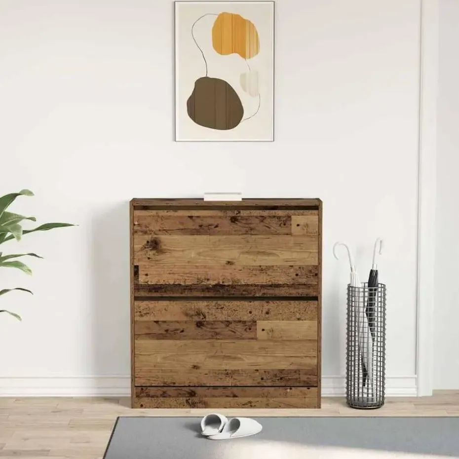 vidaXL - Schoenenkast voor entree 4 paar - Oud hout - 80x21x87,5 cm