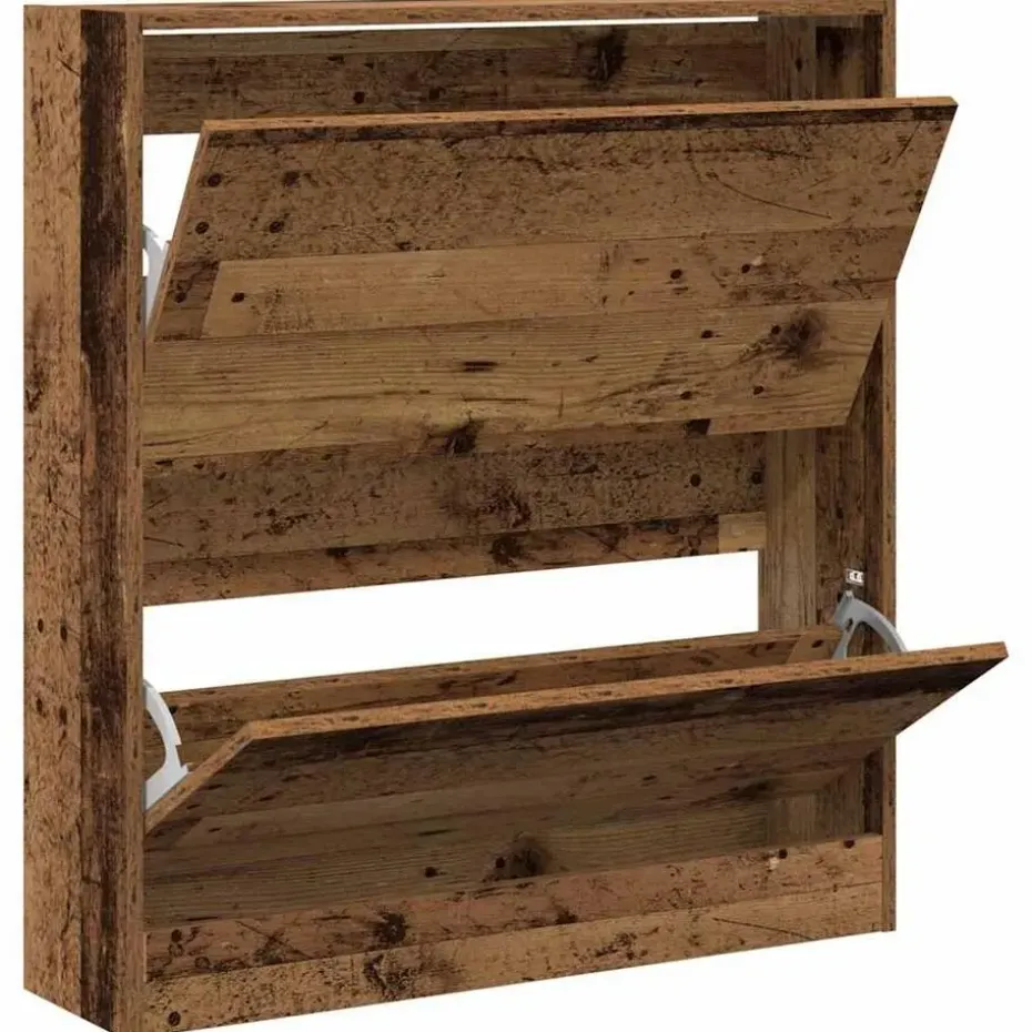 vidaXL - Schoenenkast voor entree 4 paar - Oud hout - 80x21x87,5 cm