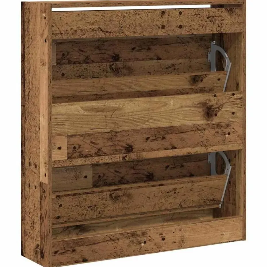 vidaXL - Schoenenkast voor entree 4 paar - Oud hout - 80x21x87,5 cm