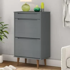 vidaXL - Schoenenrek - Grijs - Grenenhout