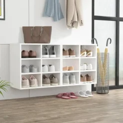 vidaXL - Schoenenrek - Wit - Bewerkt hout - 2 stuks