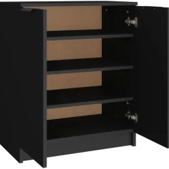 vidaXL - Schoenenrek - Zwart - Bewerkt hout