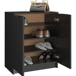 vidaXL - Schoenenrek - Zwart - Bewerkt hout