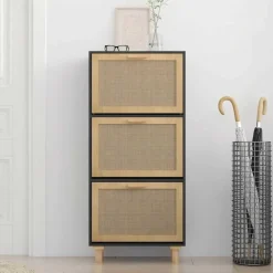 vidaXL - Schoenenrek - Zwart - Bewerkt hout