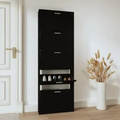 vidaXL - Schoenenrek - Zwart - Bewerkt hout