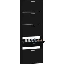 vidaXL - Schoenenrek - Zwart - Bewerkt hout