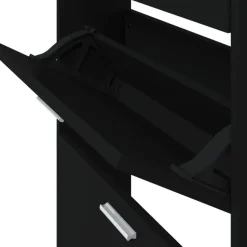 vidaXL - Schoenenrek - Zwart - Bewerkt hout