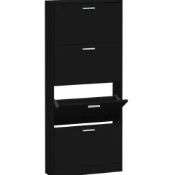 vidaXL - Schoenenrek - Zwart - Bewerkt hout