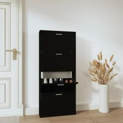 vidaXL - Schoenenrek - Zwart - Bewerkt hout