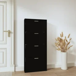 vidaXL - Schoenenrek - Zwart - Bewerkt hout