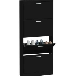 vidaXL - Schoenenrek - Zwart - Bewerkt hout