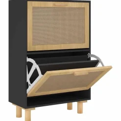 vidaXL - Schoenenrek - Zwart - Bewerkt hout