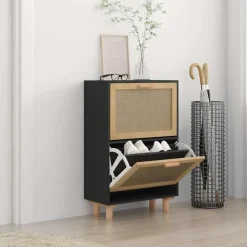 vidaXL - Schoenenrek - Zwart - Bewerkt hout