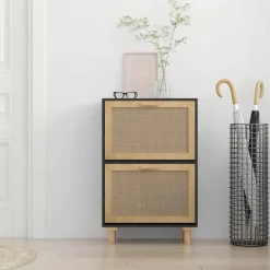 vidaXL - Schoenenrek - Zwart - Bewerkt hout