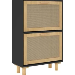 vidaXL - Schoenenrek - Zwart - Bewerkt hout