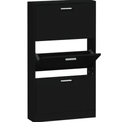 vidaXL - Schoenenrek - Zwart - Bewerkt hout