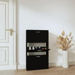 vidaXL - Schoenenrek - Zwart - Bewerkt hout