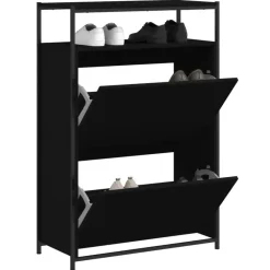 vidaXL - Schoenenrek - Zwart - Bewerkt hout