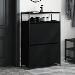 vidaXL - Schoenenrek - Zwart - Bewerkt hout