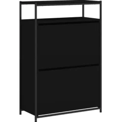 vidaXL - Schoenenrek - Zwart - Bewerkt hout