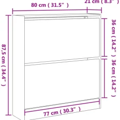 vidaXL - Schoenenrek - Zwart - Bewerkt hout - 80 x 21 x 87.5 cm