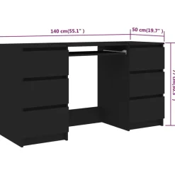 vidaXL - Schrijfbureau - Zwart - Bewerkt hout