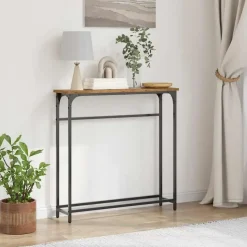 vidaXL - Sidetable - Oud hout - Gelaagd hout en metaal - 75x19.5x75 cm