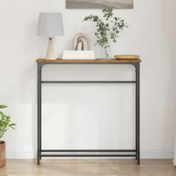 vidaXL - Sidetable - Oud hout - Gelaagd hout en metaal - 75x19.5x75 cm