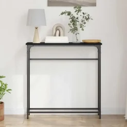 vidaXL - Sidetable - Zwart - Gelaagd hout en metaal - 75x19.5x75 cm