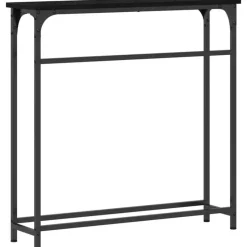 vidaXL - Sidetable - Zwart - Gelaagd hout en metaal - 75x19.5x75 cm