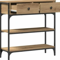 vidaXL - Sidetable met 2 lades 2 schappen - Artisanaal eiken - Hout - 72.5 cm