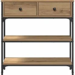 vidaXL - Sidetable met 2 lades 2 schappen - Artisanaal eiken - Hout - 72.5 cm