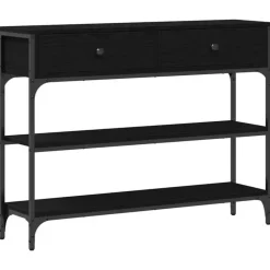 vidaXL - Sidetable met 2 lades 2 schappen - Zwart - Gelaagd hout - 100x25x75 cm