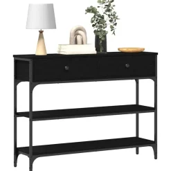 vidaXL - Sidetable met 2 lades 2 schappen - Zwart - Gelaagd hout - 100x25x75 cm