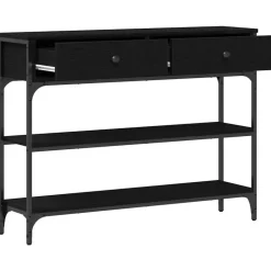 vidaXL - Sidetable met 2 lades 2 schappen - Zwart - Gelaagd hout - 100x25x75 cm