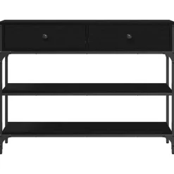 vidaXL - Sidetable met 2 lades 2 schappen - Zwart - Gelaagd hout - 100x25x75 cm