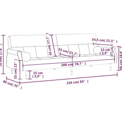 vidaXL - Slaapbank - Donkergrijs - Fluweel - Met kussens