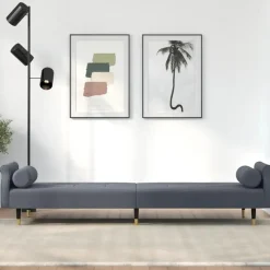 vidaXL - Slaapbank - Donkergrijs - Fluweel - Met kussens