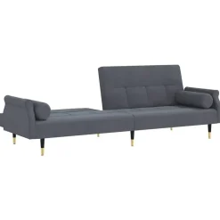 vidaXL - Slaapbank - Donkergrijs - Fluweel - Met kussens