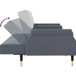 vidaXL - Slaapbank - Donkergrijs - Fluweel - Met kussens