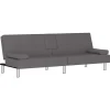 vidaXL - Slaapbank met bekerhouders - Grijs - Kunstleer