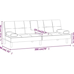 vidaXL - Slaapbank met bekerhouders - Grijs - Kunstleer